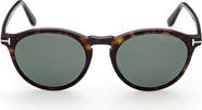 TOM FORD Aurele 52mm Polarized Round Sunglasses
