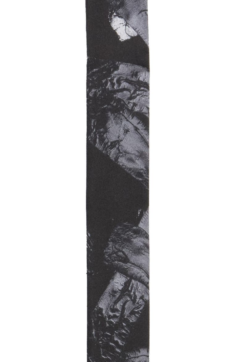 Paris 52 Silk Twill Skinny Scarf, Alternate, color, BLACK