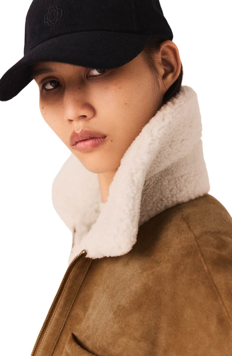 maje Reversible shearling coat, Alternate, color, Camel