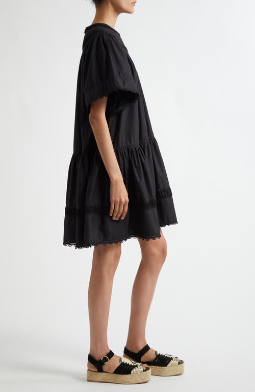 Ulla Johnson Scalloped Cotton Minidress In Noir