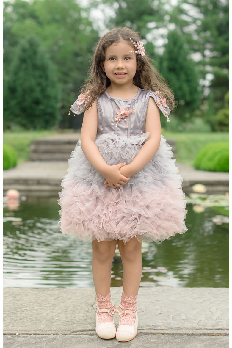 Mia Ombré Cupcake Tulle Dress, Alternate, color, Grey and Pink Ombre