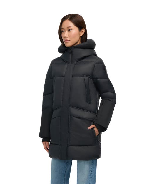 Pajar Heirani Mid-length Quilted Parka Puffer With Oversized Hood In Black