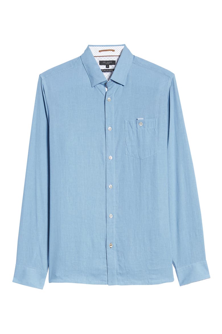 Notip Button-Up Linen Blend Shirt, Alternate, color, NAVY
