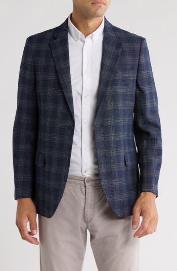Nautica Plaid Stretch Blazer In Blue