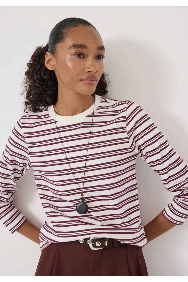 Mia Stripe Slim Long Sleeve Top, Alternate, color, Wine Red