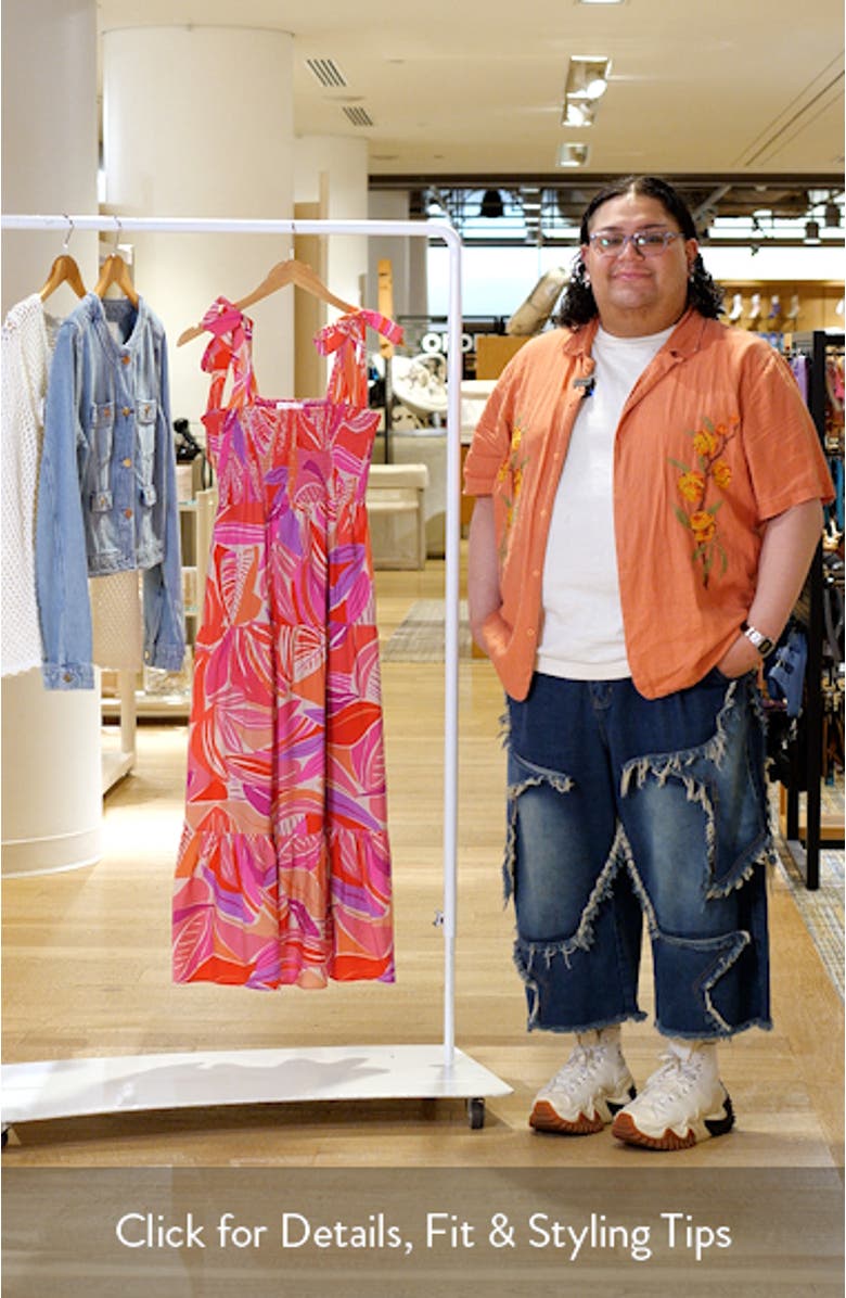 Henri Palm Royal Smocked Maxi Sundress, sales video thumbnail