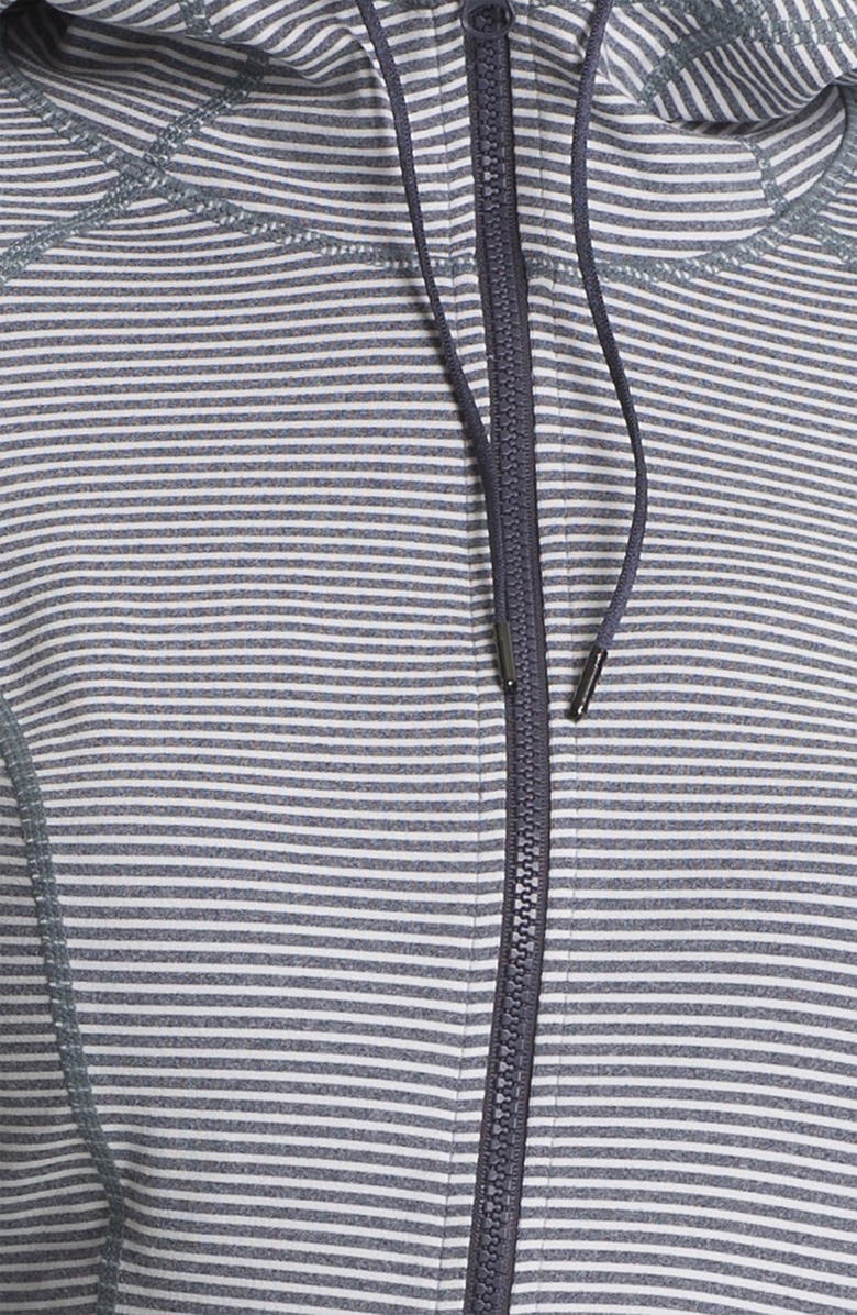 Zella 'Tahnee Bomber' Mèlange Stripe Hooded Jacket, Alternate, color,