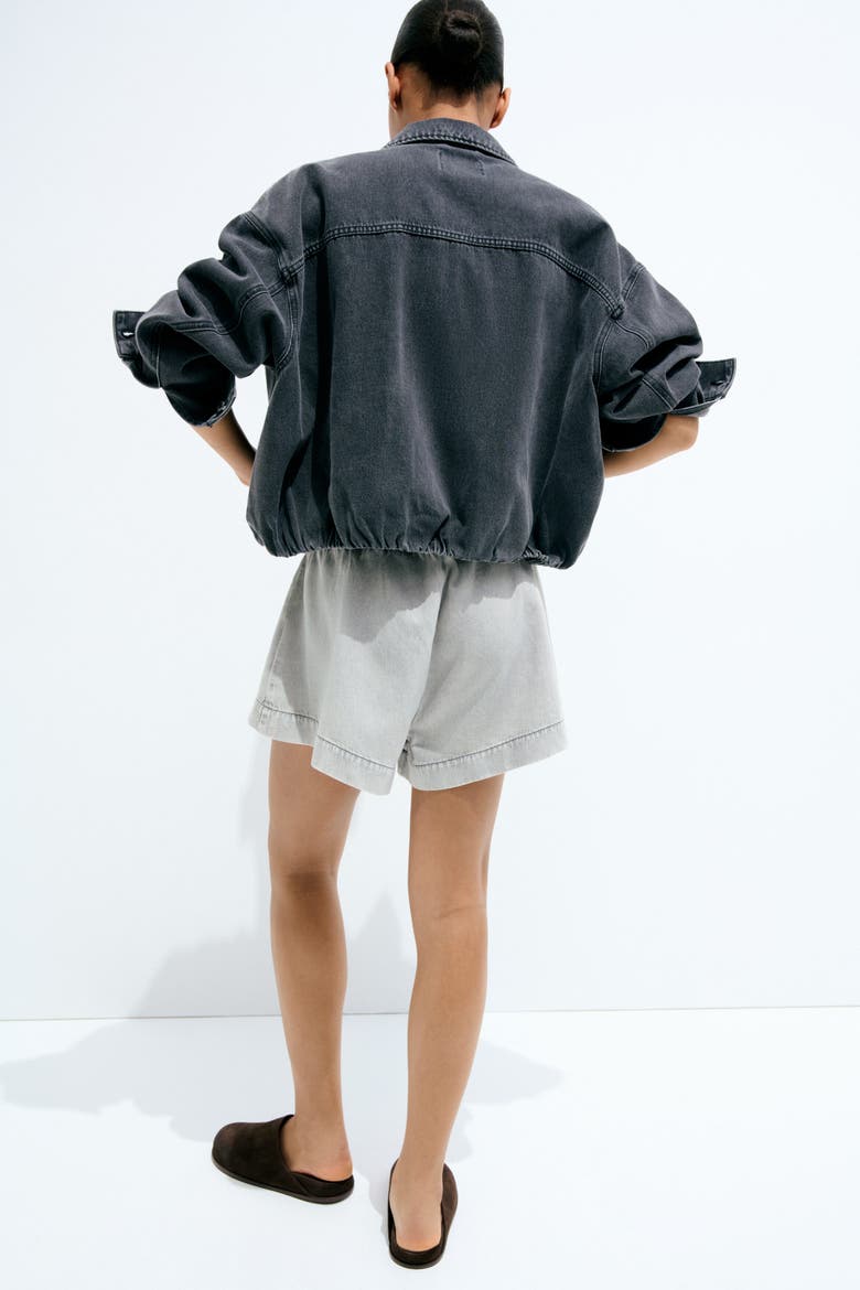 Denim Pull-on Shorts, Alternate, color, Light denim gray