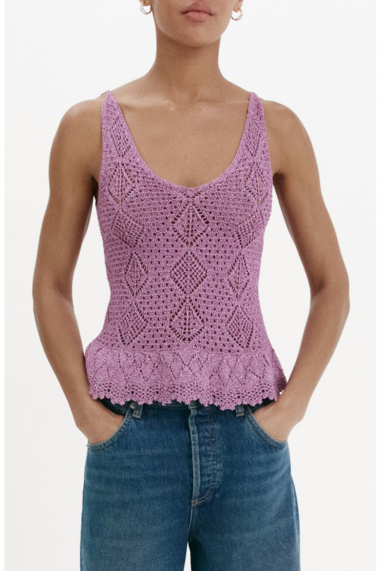 Crochet V-Neck Top, Main, color, PURPLE