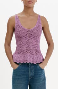 MANGO Crochet V-Neck Top