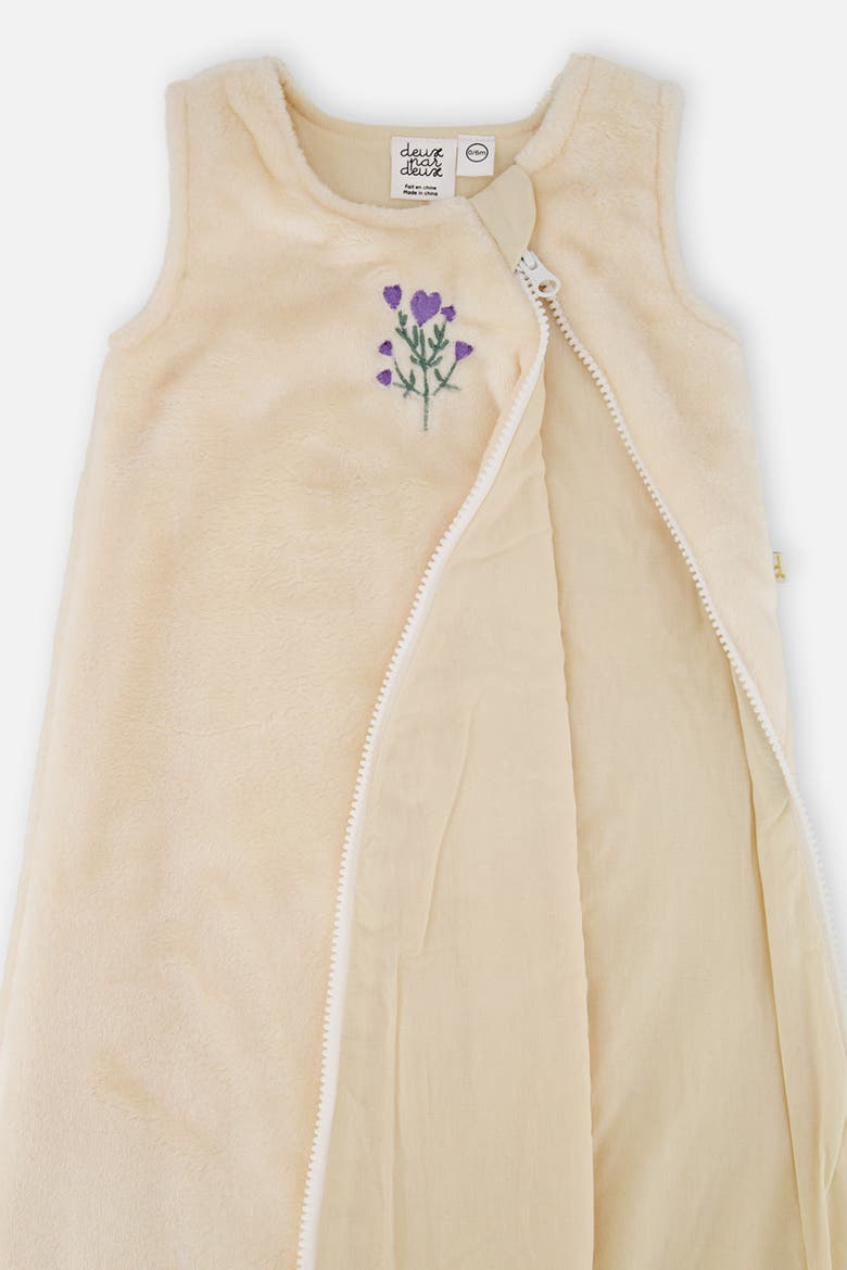 Plush Embroidered Zipper Sleep Sack, Alternate, color, Off-White
