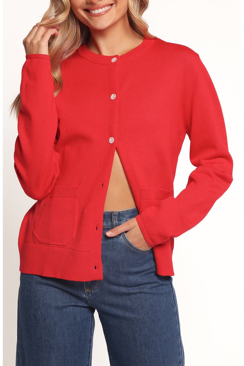 Abner Crewneck Cardigan, Main, color, RED