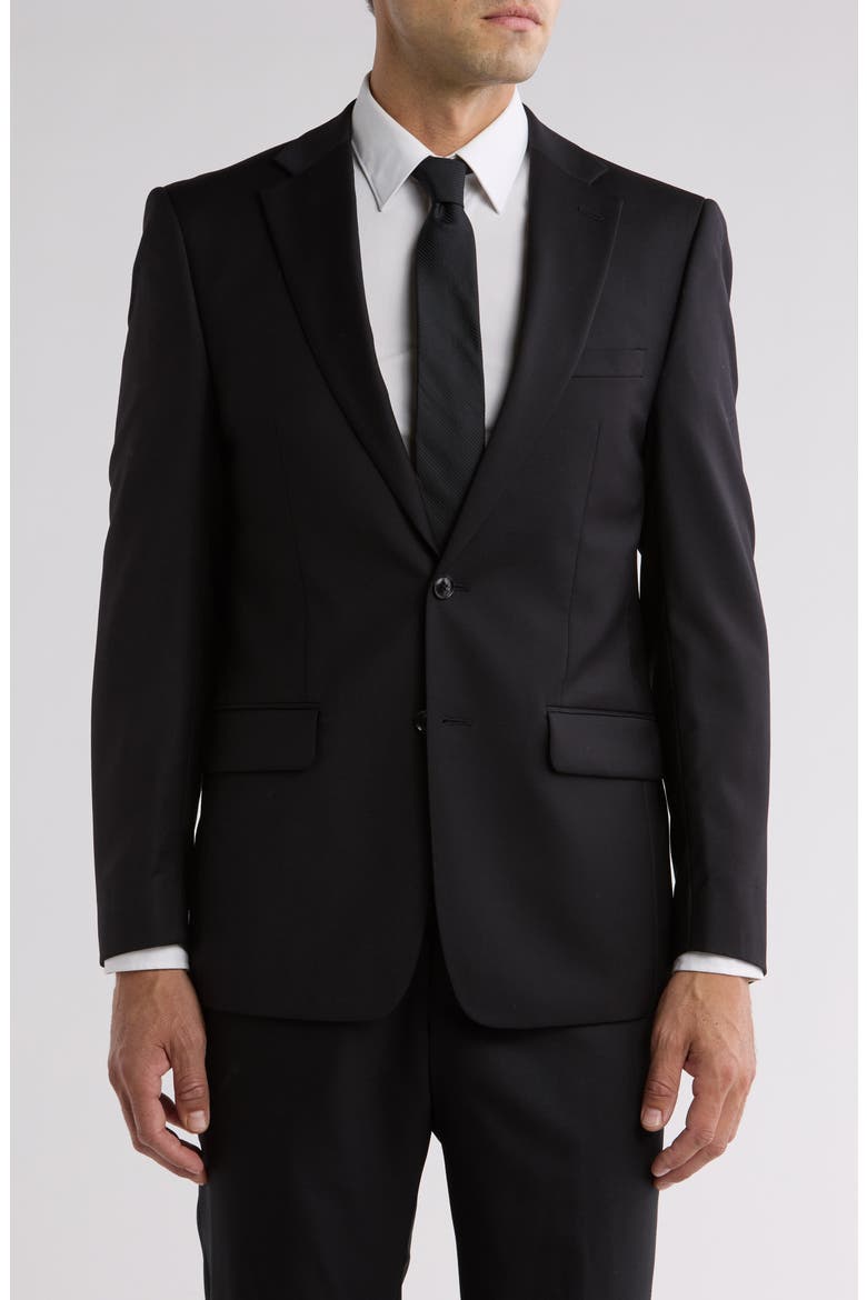 Black Slim Stretch Suit Jacket, Main, color, BLACK