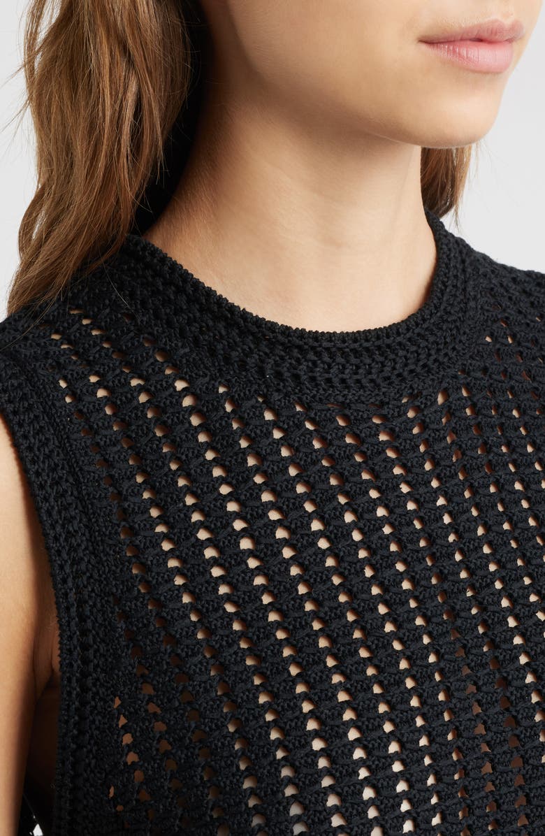 FRAME The Crochet Mercerized Cotton Tank, Alternate, color, Black