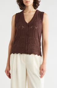 T Tahari Crochet Sweater Vest
