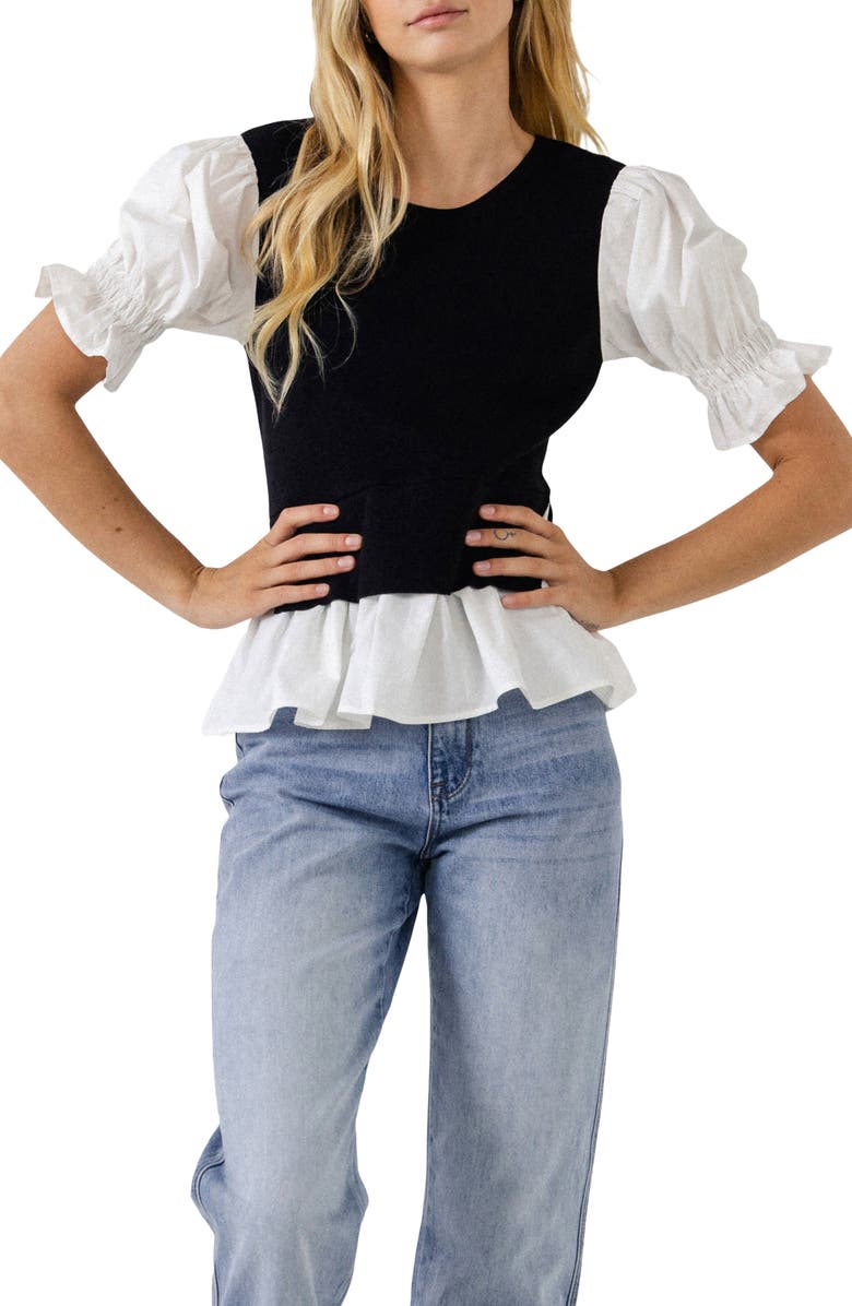 English Factory Mixed Media Sweater, Main, color,