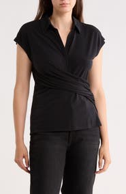 Gemma + Jane Ruched Wrap-Effect Knit Top