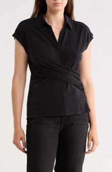 Gemma + Jane Ruched Wrap-Effect Knit Top