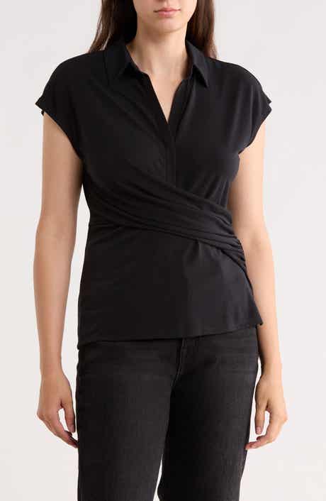 Gemma + Jane Ruched Wrap-Effect Knit Top