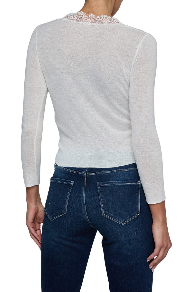 L'AGENCE Eluna Lace Detail Cardigan, Alternate, color, 