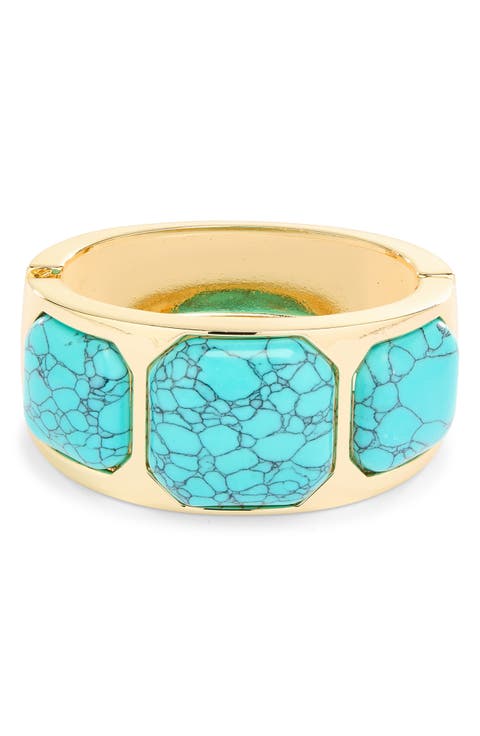 Stone Hinged Bangle Bracelet