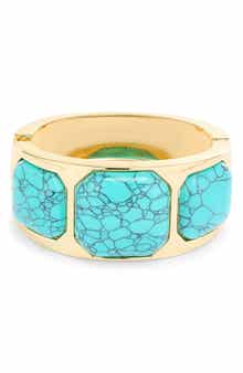 NATASHA Stone Hinged Bangle Bracelet