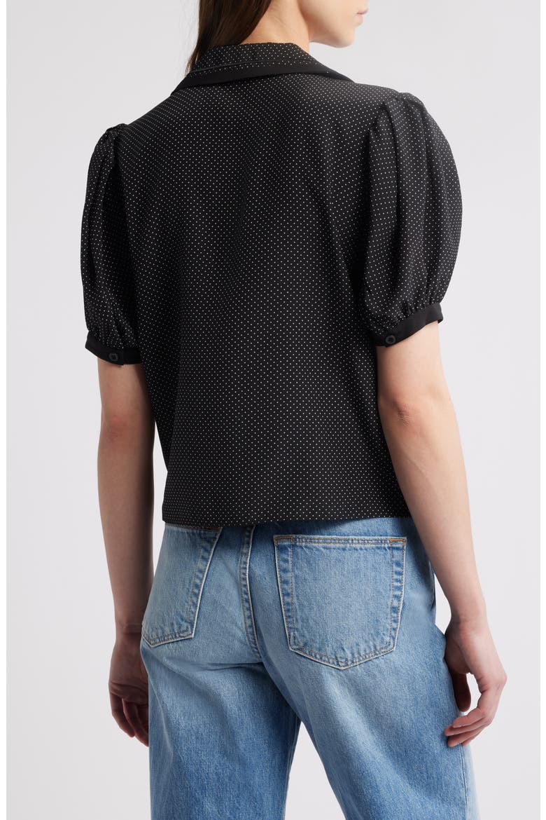 Silk Sailor Button-Up Top, Alternate, color, BLACK MULTI