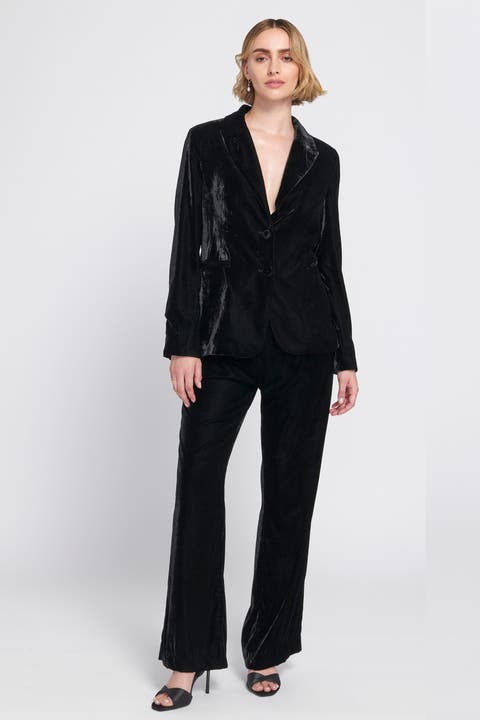 Velvet Suit Trousers Wide-Leg Pants