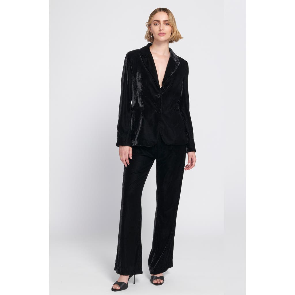 Elle Collection Velvet Suit Trousers Wide-leg Pants In Black