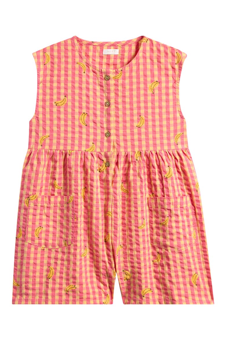 Kids' Gingham Cotton Romper, Main, color, PINK