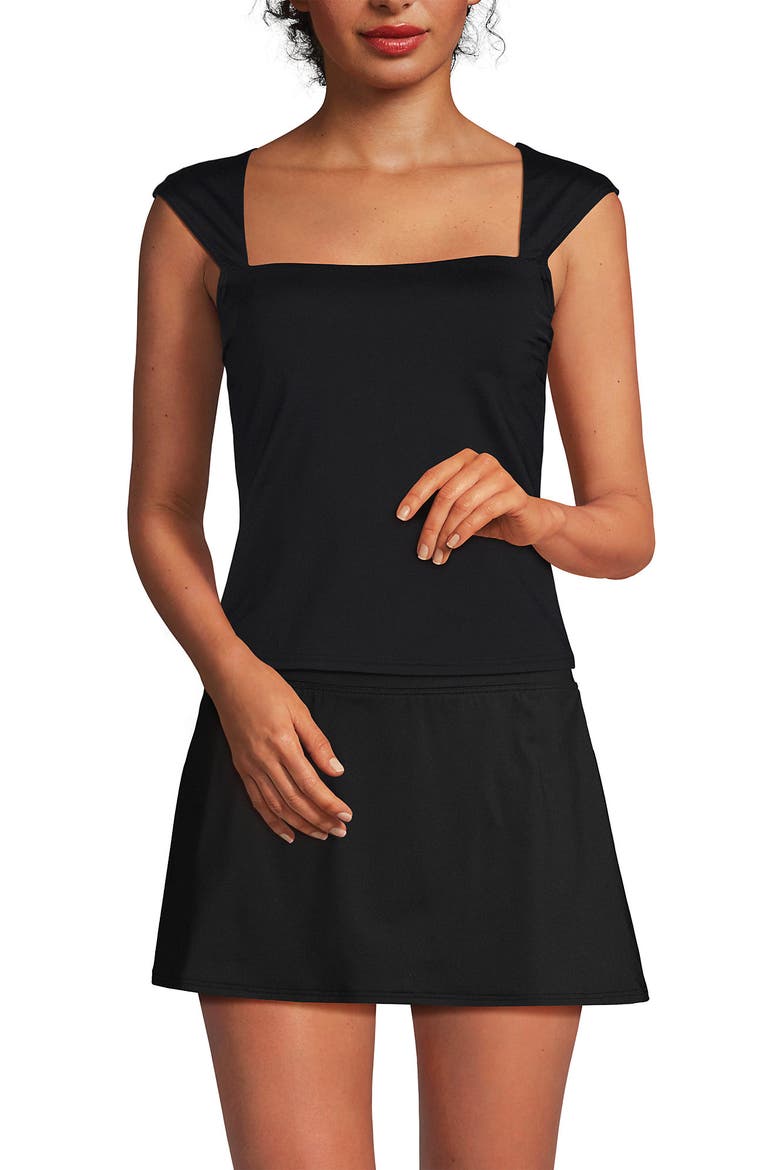 DDD-Cup Square Neck Underwire Tankini Top, Main, color, Black
