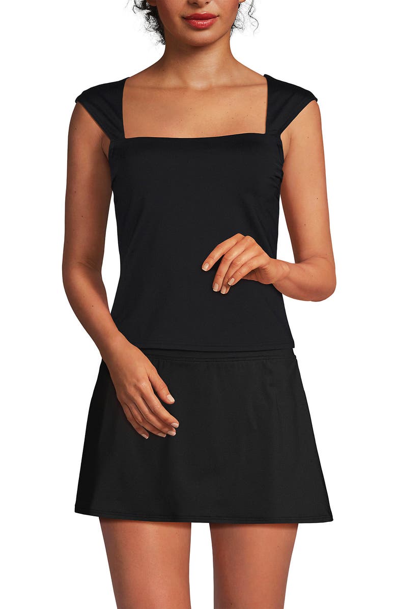 Lands' End DDD-Cup Square Neck Underwire Tankini Top, Main, color, Black