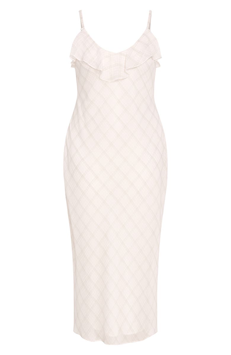 City Chic Ria Ruffle Neck Slipdress, Alternate, color, Mini Check