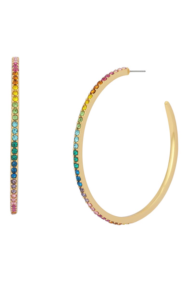 Large Pavé Hoop Earrings, Main, color, GOLD/ MULTI