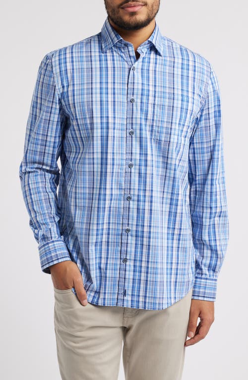 Johnnie-o Masson Plaid Performance Button-up Shirt In Maliblu