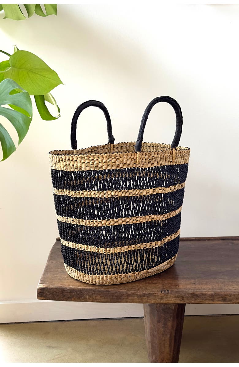 Mbare String Basket Tote, Alternate, color, Natural W/ Black