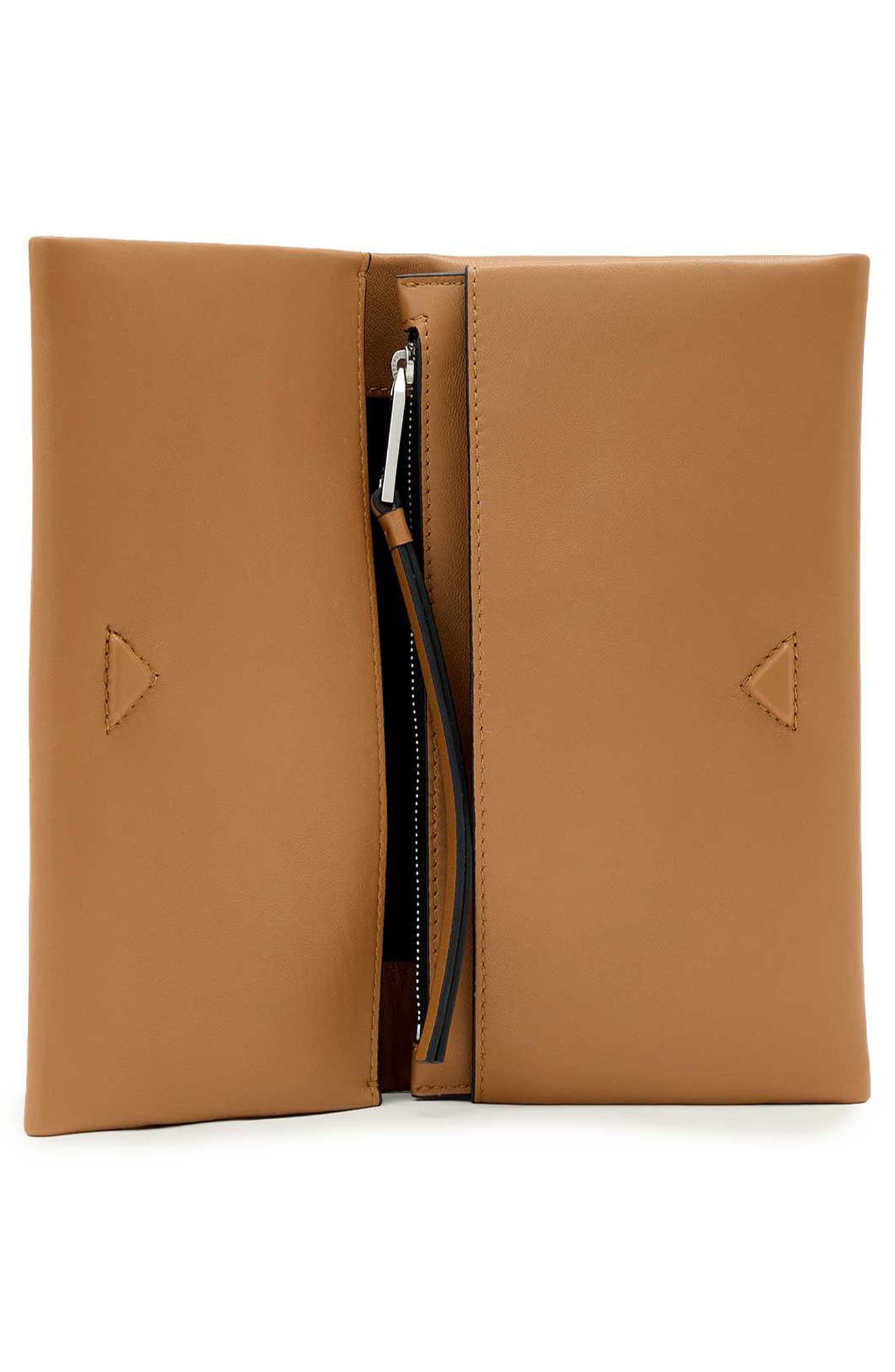 Harluna Leather Clutch, Alternate, color, TOFFEE BROWN
