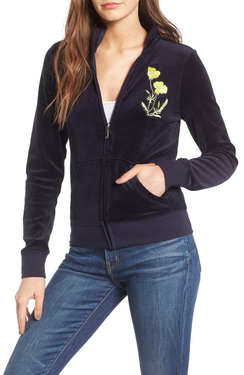 Juicy Couture Pretty Thing Fairfax Velour Track Jacket, Main, color, 