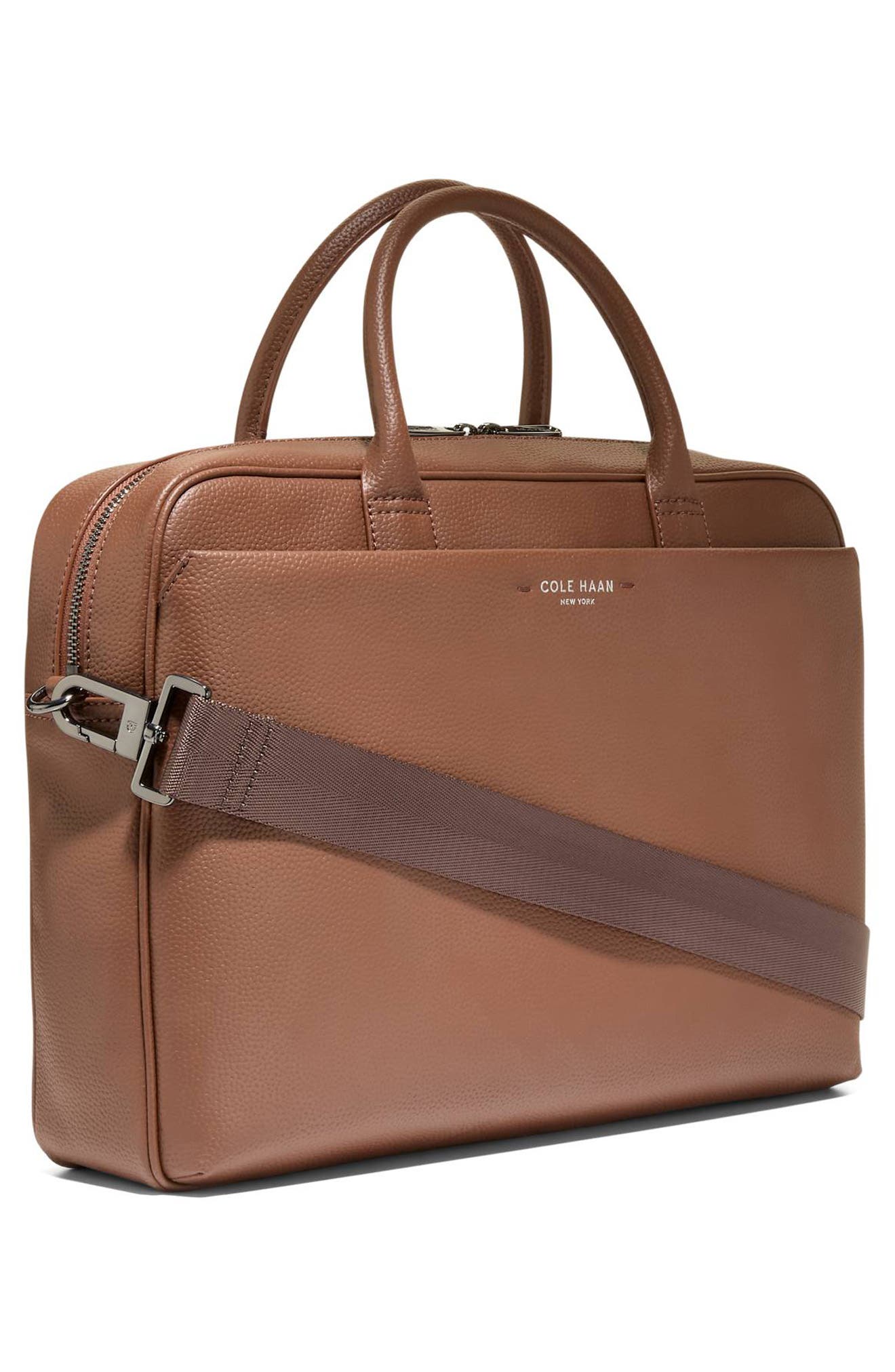 Cole Haan Belmont Leather Briefcase, Alternate, color, Dark Sequoia