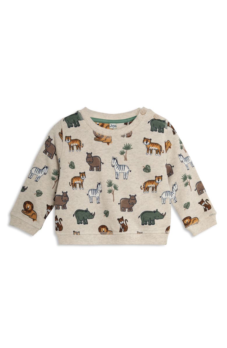 JOJO MAMAN BEBE Safari Animal Sweatshirt & Joggers Set, Alternate, color, Natural