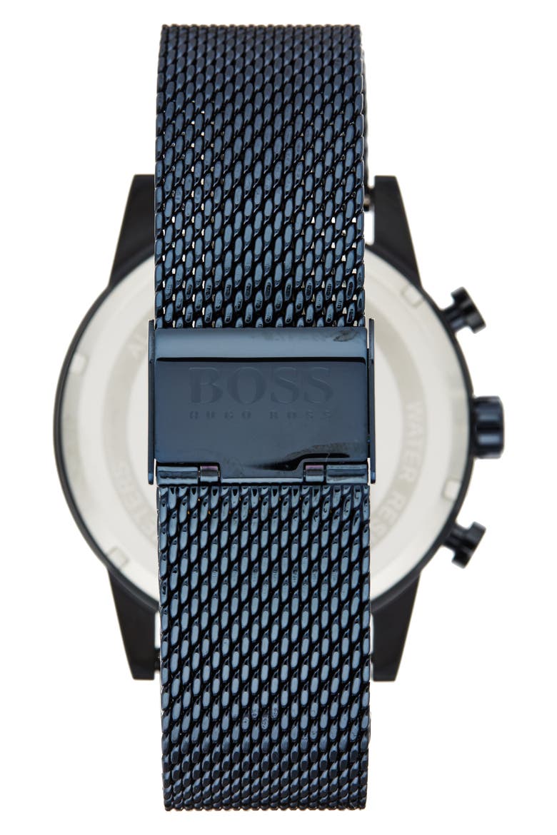 Navigator Chronograph Mesh Strap Watch, 44mm, Alternate, color, NAVY/ NAVY