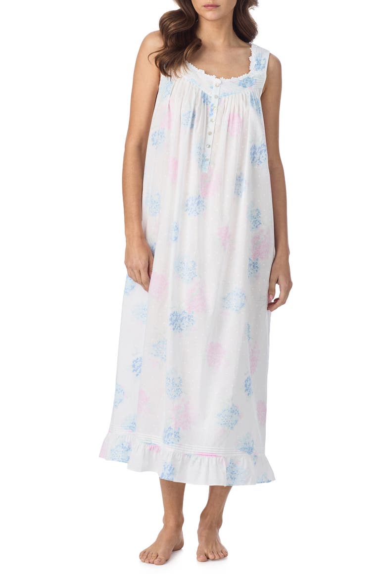 Ballet Sleeveless Cotton Nightgown, Main, color, WHITE FLORAL