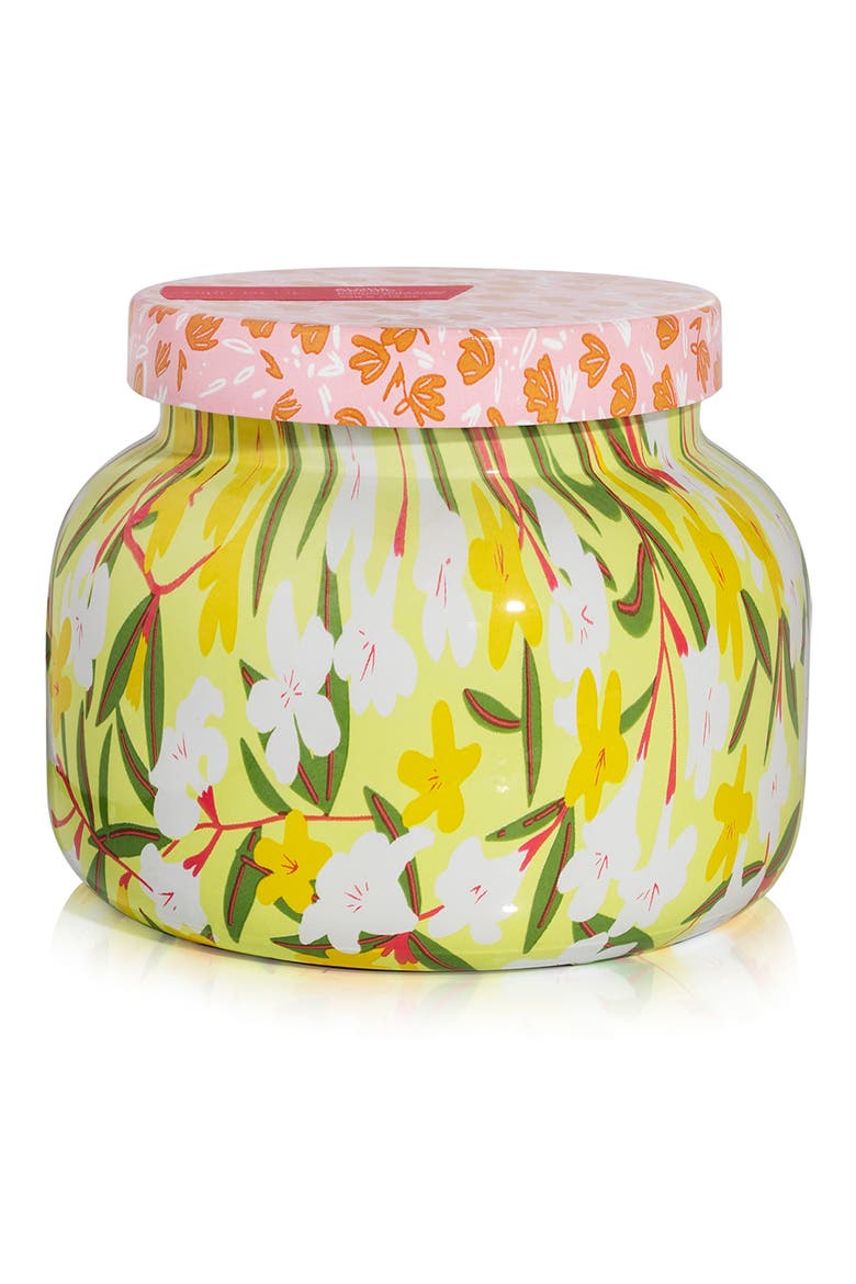 Aloha Orchid Pattern Play Petite Jar Candle, Main, color, YELLOW MULTI
