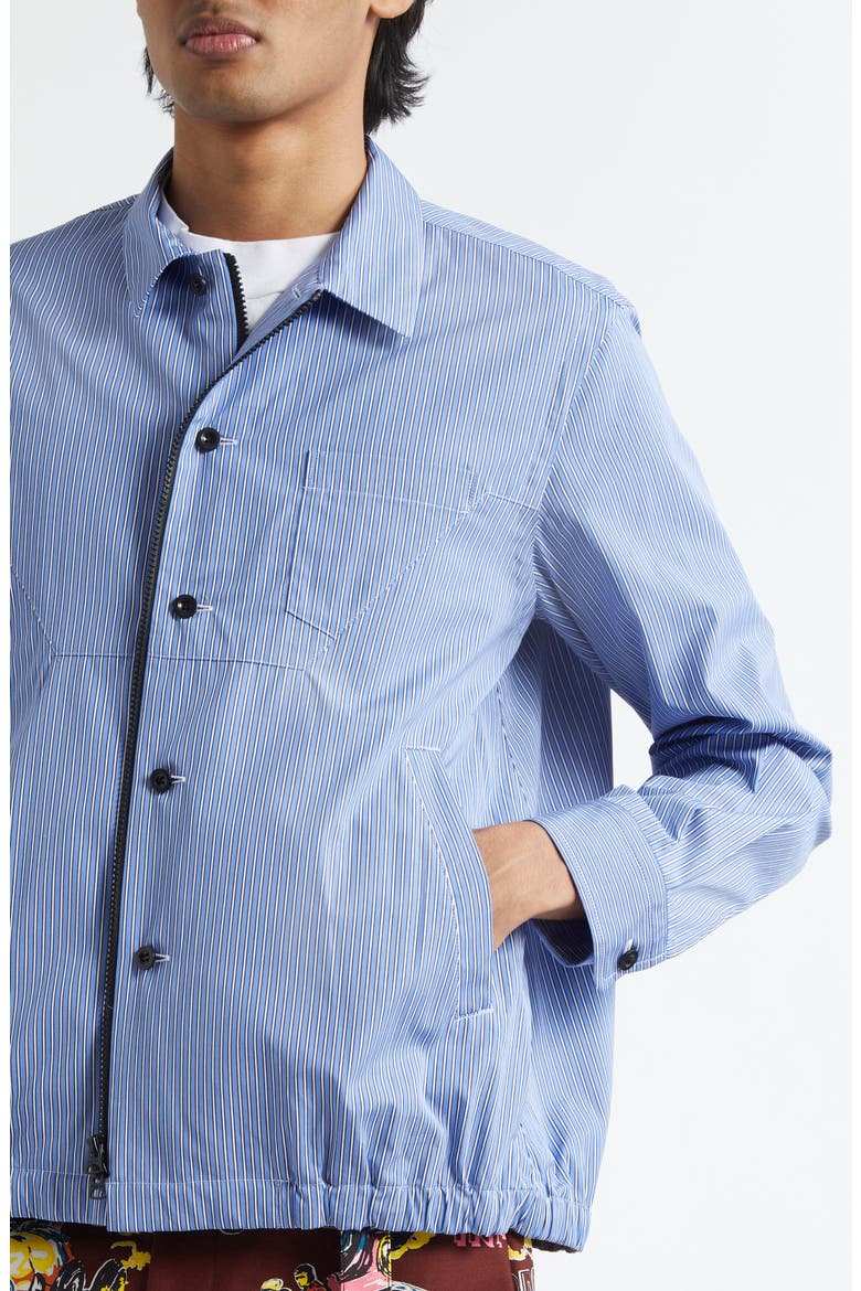 しゃしゃしゃ Sacai Stripe Cotton Poplin Shirt Jacket (Men) | Nordstrom
