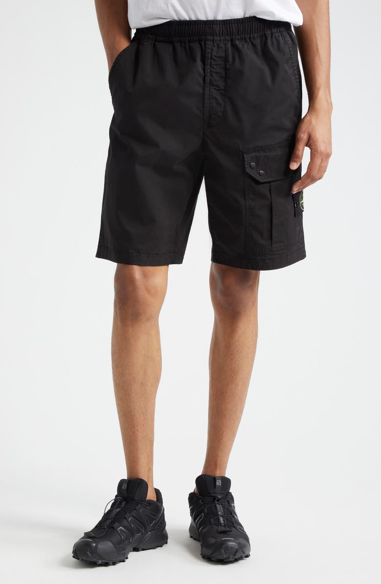 Stone Island Stretch Cotton Cargo Bermuda Shorts, Main, color, 