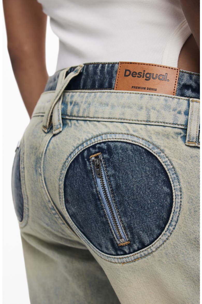 Double Waist Two-Tone Jeans, Alternate, color, LIGHT BLUE