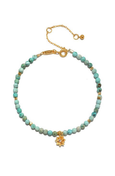 Turquoise Lotus December Birthstone Bracelet