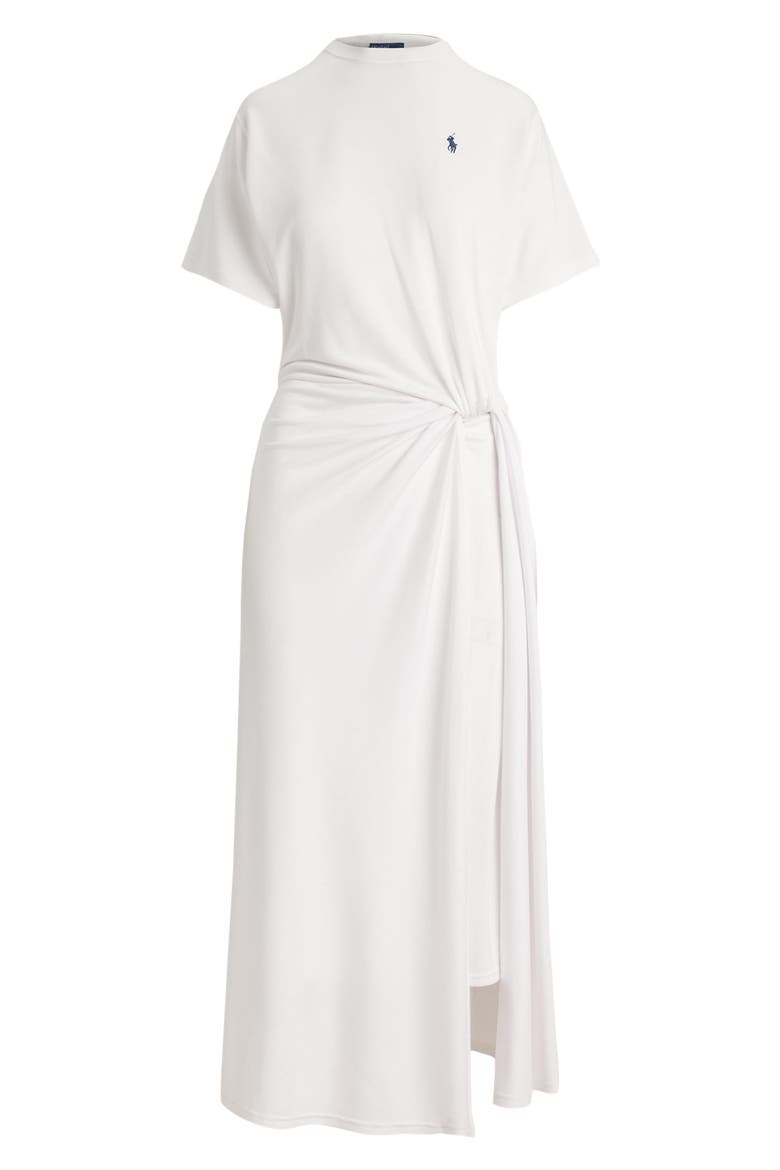 Logo Detail Side Twist T-Shirt Dress, Alternate, color, WHITE