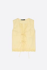 Bimba y Lola Linen Sleeveless Lace Shirt