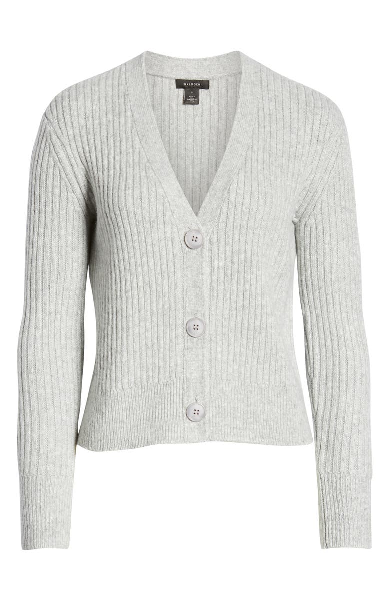 Halogen<sup>®</sup> Ribbed V-Neck Cardigan, Alternate, color, 
